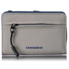 Umbro Bi-Fold Wallet, Men's, Women's, Round Zipper, Nylon, Coin Purse and Card Storage, Mini Wallet, GRAY