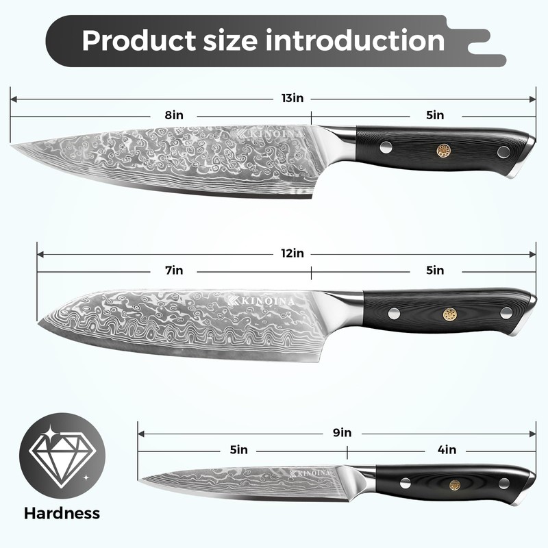 KINOINA 5-Piece Damascus Knife Set - Ultra-Sharp Professional 67-Layer VG10