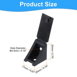uxcell 100 Pcs 90 Degree Plastic Corner Braces, 20x17x20mm Shelf Right Angle Brackets with Screws for Cabinets Cupboards, Black