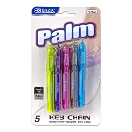 BAZIC Ballpoint Pen Palm Mini Pens w/Key Ring, Black Ink 1.0 mm Bold Point Smooth Writing (5/Pack), 24-Pack