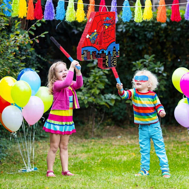 Capoda Number 4 Spider Piñata Bundle with Blindfold and Stick