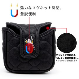 Putter Cover Golf Headcover Mallet Spider Putter Odyssey 2 Ball Tailor Made Magnet Spider Black (Spider Tour)