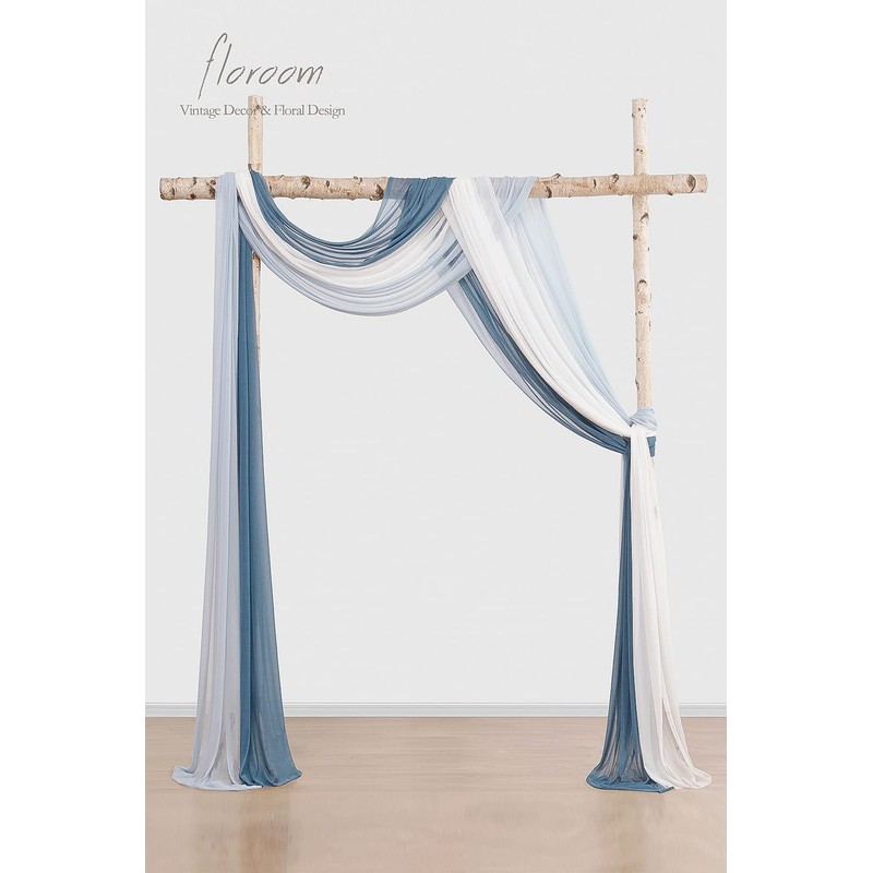 Floroom Wedding Arch Draping Fabric 3 Panels 20Ft Chiffon Fabric