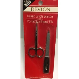 Revlon Classic Cuticle Scissors Fine Blades With Pocket size Emeryl File NEW