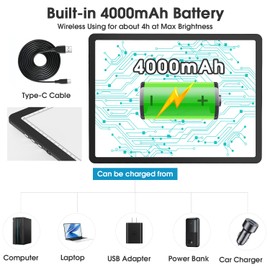 Rechargeable A3 Light Pad with Carry Bag, High-Brightness Tracing Light Box with 6 Levels of Brightness, Side Physical Buttons & 3 Colors, Wireless Light Board for Diamond Painting, Drawing, Sketching