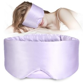 LC-dolida Silk Soft Sleep Mask，Zero Eye Pressure Sleeping Mask, Ideal for Travel, Night Work, Napping, Side Sleeping and Office Use for Both Men and Women(Lavender)