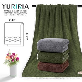 YURIRIA Toallas de Baño Grandes para Cuerpo 3Packs Ultra Suaves Juego de Toallas de Secado Rápido Altamente Absorbentes para Baño, Hotel, Hogar, Piscina(Marrón + Gris + Verde)
