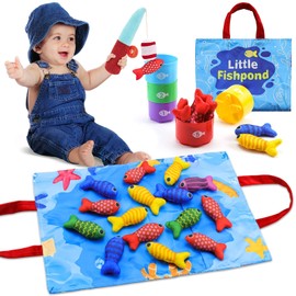 Set Educativo de Pesca para Niños con Peces de Colores y Copas Apilables, Juguete Montessori 1-3 Años para Aprender Colores, Números y Formas, Regalo Educativo Ideal para Niños en Cumpleaños o Navidad