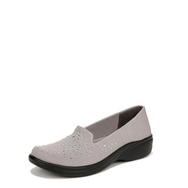 BZees Womens Poppyseed 3 Machine Washable Comfort Slip On Grey Silver Fabric 8.5 M