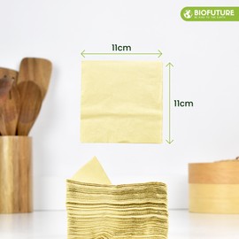 Biofuture Biodegradable Napkins | Premium 100% Eco-Friendly Disposable Cocktail Napkins | Parties, Events, Everyday Use | Sustainable, Environmentally Friendly, FSC Certified (Sand, 100 Pack)