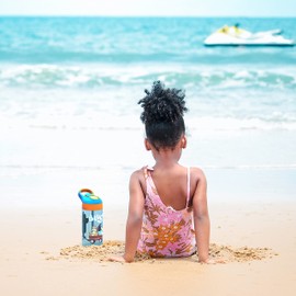 Zak Designs 17.5 oz Riverside Bluey Kids Water Bottle with Straw and Built in Carrying Loop Made of Durable Plastic, Leak-Proof Design for Travel, 2PK Set