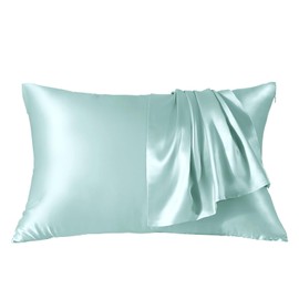 THXSILK SeidenPillowcase 40 x 80 - 100% Mulberry Silk for Hair and Skin - Hypoallergenic with Hidden Zip - 22 Momme Double-Sided Silk 1 Piece Light Blue
