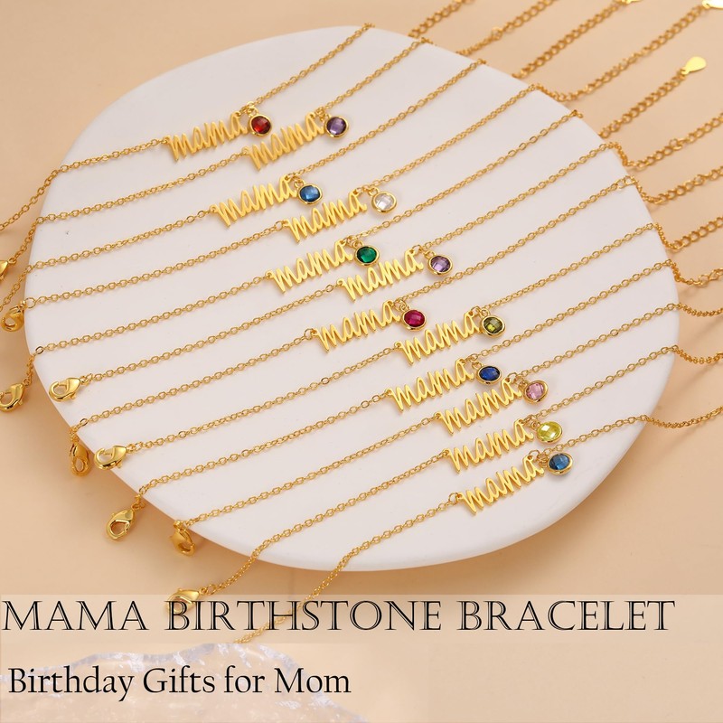 JSJOY Dainty Mama Bracelet for Women July Birthstone Bracelets Mom