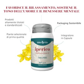 ERBA VITA Integratore Alimentare di Iperico - 60 Capsule, Utile al rilassamento