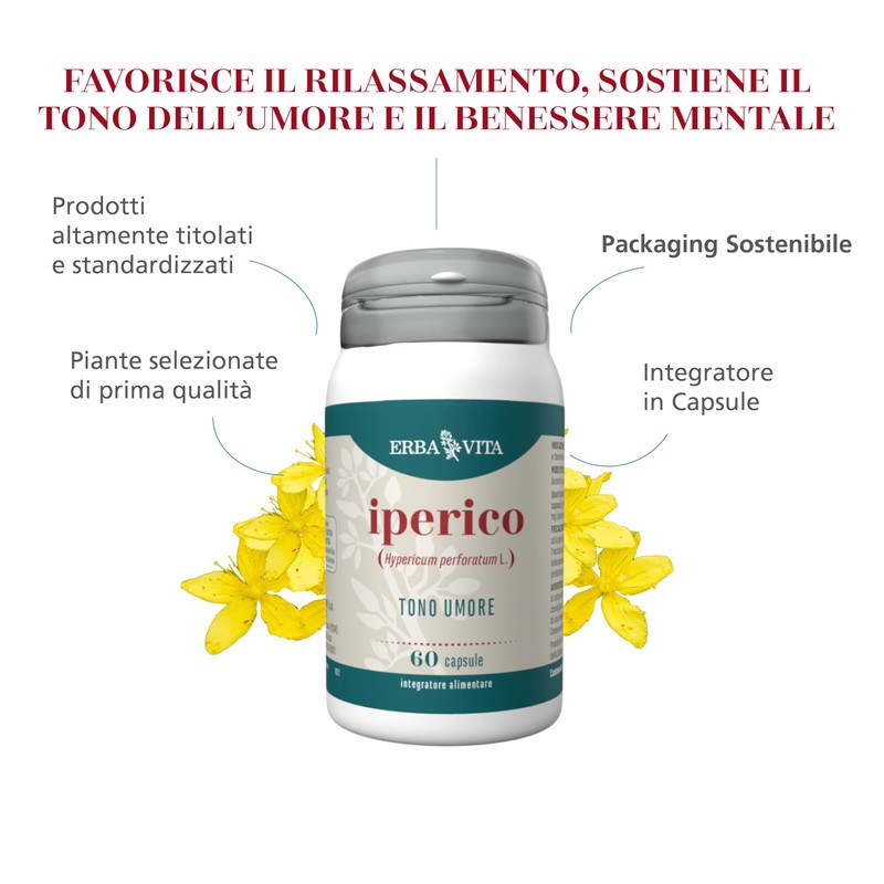 ERBA VITA Integratore Alimentare di Iperico - 60 Capsule, Utile