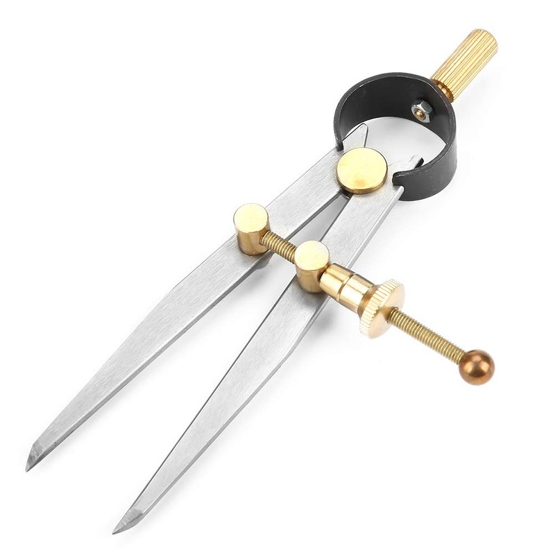 Professional Leather Compass, Adjustable Lockable Steel Wing Divider Rotating Scratch