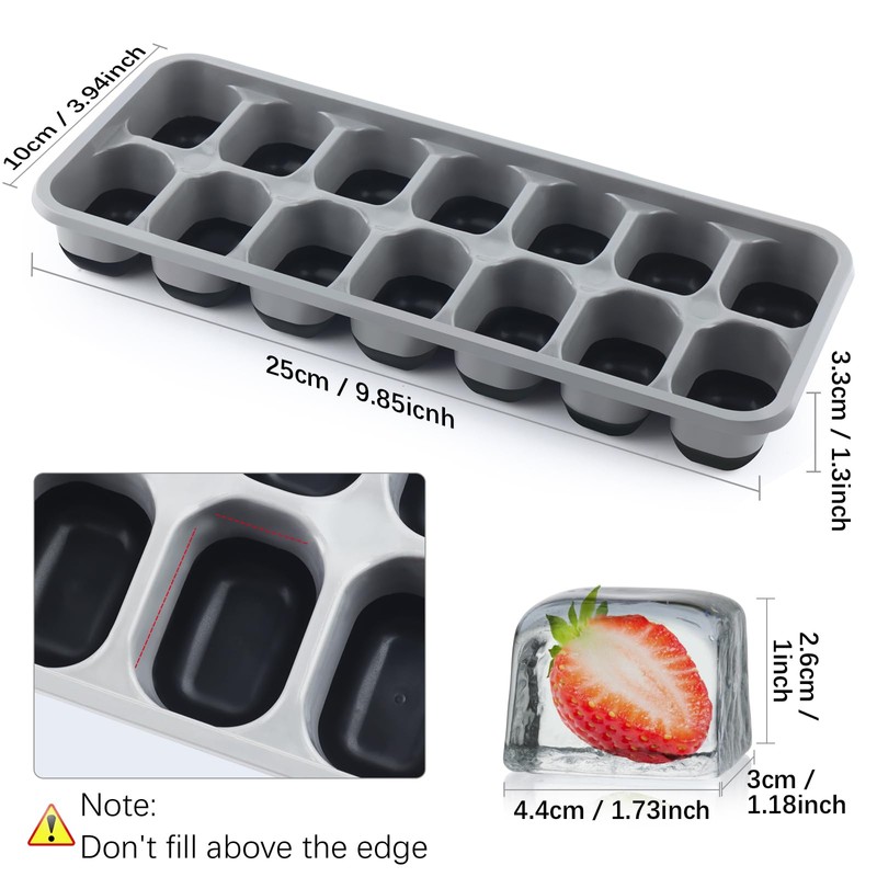 Ice Cube Tray 4 Pack, Easy-Release & Flexible 56 pcs