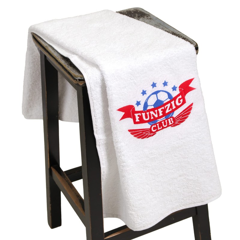 Abc Casa 50th Birthday Gift Towel with Embroidered Football Logo