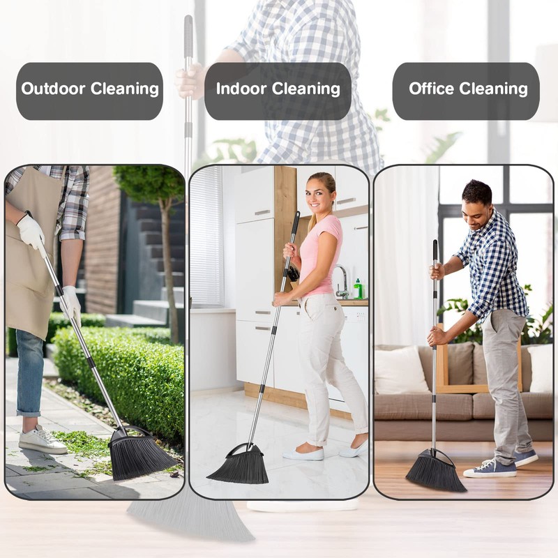 Yangbaga Long Handled Dust Pan and Broom Set for Home,Heavy