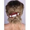 Rumtock Red Rhinestones Beads White Flower Silver Hair Piece for
