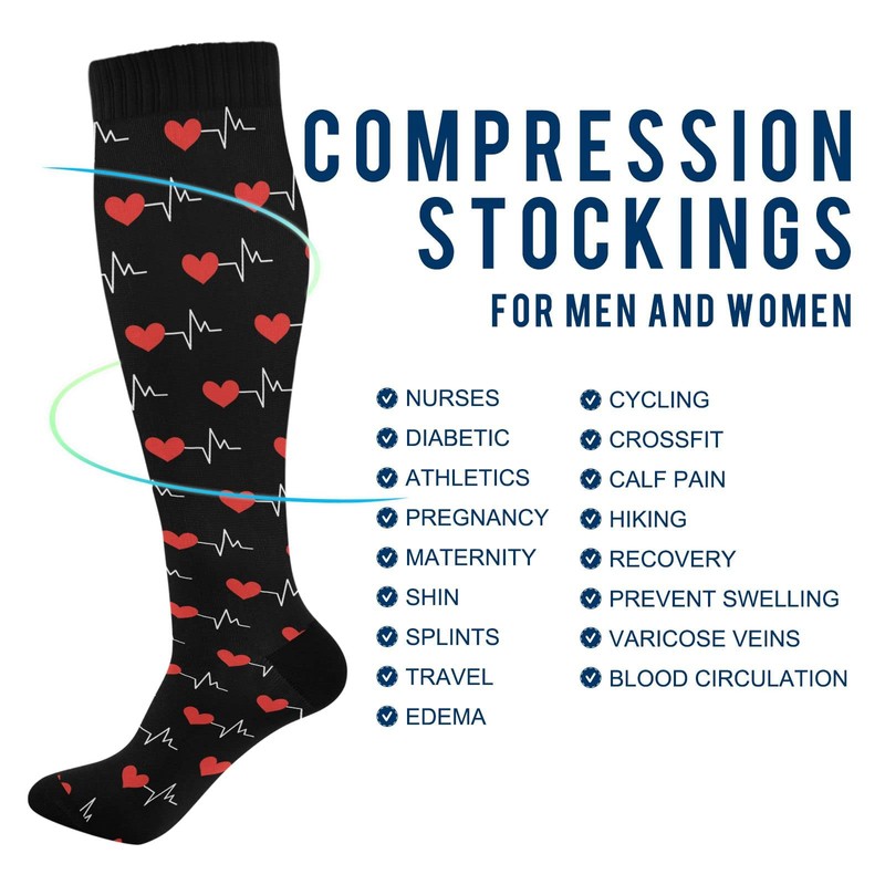 Wusikd Heartbeat Symbol Compression Socks for Women and Men Circulation