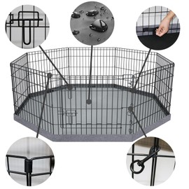 PETIME Foldable Metal Dog Exercise Pen/Pet Puppy Playpen Kennels Yard Fence Indoor/Outdoor 8 Panel 24" W x 36" H with Bottom Pad (with Bottom pad, 8 Panels 36" H)