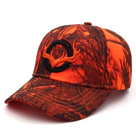 JUSOCC Deer Hunting Camouflage Hats Embroidery Adjustable Fishing Baseball Cap (US, Alpha, Medium, Orange Camo)