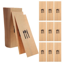Silverware Bags, 100-Pack Disposable Kraft Paper Cutlery Sleeves for Flatware, Utensil Holders for Wedding Party Events, Cabinet Drawer Storage Organizer for Kitchen, Bakers & Catering