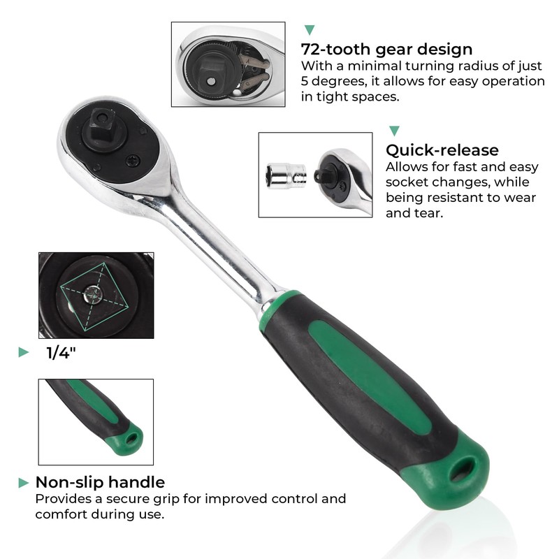 Dawot 54pcs 1/4" Socket and Drive Tool Set Mechanics Tools