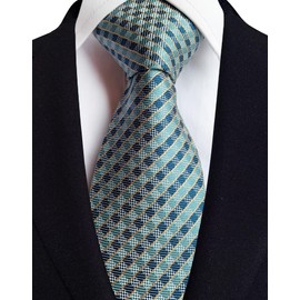 Men's Teal Pool Blue Ties Stripe Plaid Silk Party Suit Dress Unique Autumn Neckties for Office School