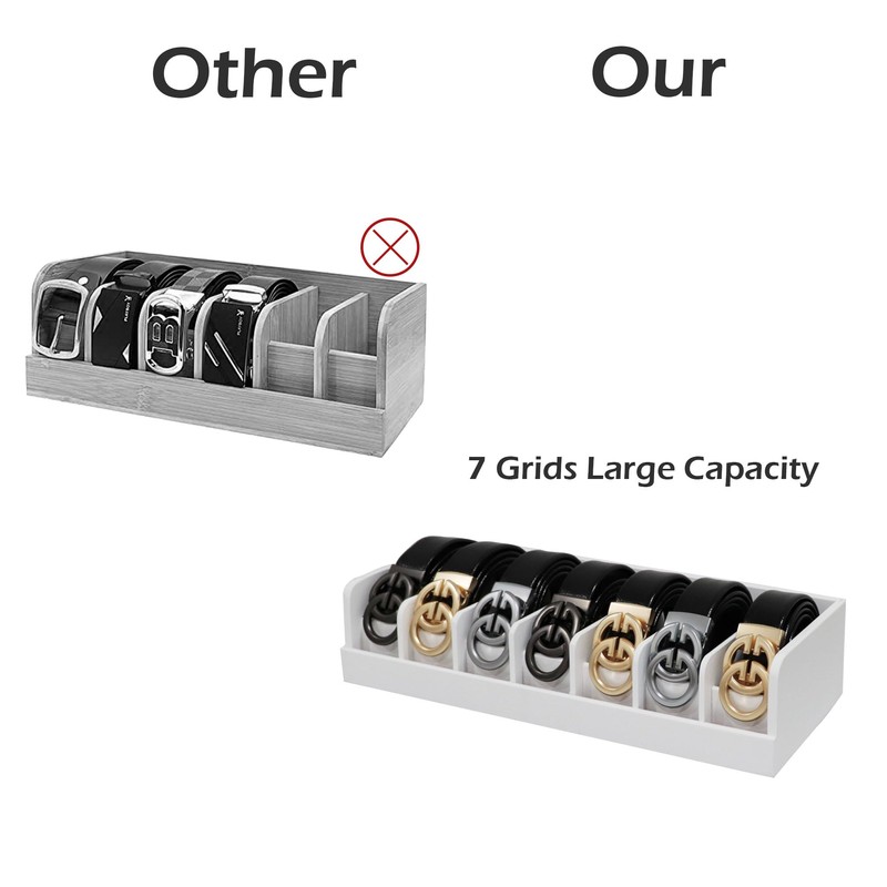 Dexgva Belt Organizer for Drawer - Bamboo Belt Storage Organizer
