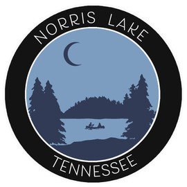 Norris Lake, Tennessee Crescent Moon Boat Vinyl Printed Die-Cut Decorative Auto Decal Sticker Appliques ~ Lake Life Adventure Series