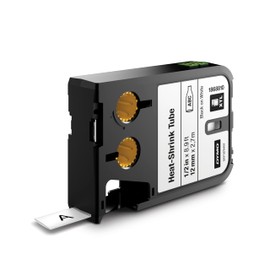 DYMO XTL Heat-Shrink Tube Labels, 1" x 8.9', Black on White