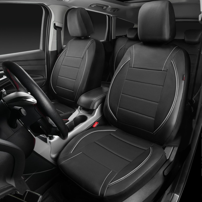 CAR PASS Universal Reflect Piping Leather Car Seat Cover, Fit