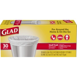 Glad Trash Bags, Small Garbage Bags - 4 Gallon White Trash Bag - 30 Count