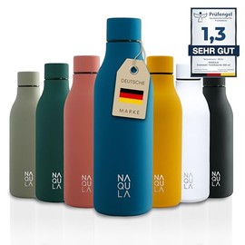 NAQULA® Water Bottle Stainless Steel 500 ml BPA Free Leak-Proof and Stylish Thermos Flask Top Model Thermal Water Bottle Suitable for Office, Sports, School. Blue (Deep Sea Blue)