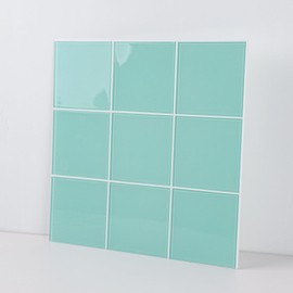 CASAPALACE Peel and Stick Glass Tile, Light Blue Square Mosaic Wall Tiles with Frame for Kitchen Bathroom 12"x12" (5 Sheets, 5 SQ.FT.)