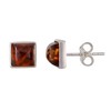 Sterling Silver and Honey Square Baltic Amber Earrings, Post Back