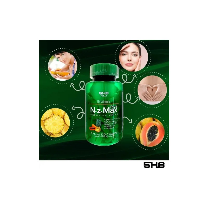 5h8 Nz Max 120 Capsulas Enzimas Digestiva Salud Digestivas