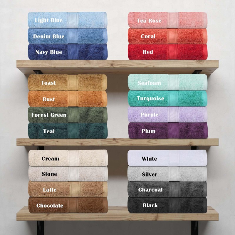 Superior Egyptian Cotton 800 GSM Face Towel Set, Includes 6