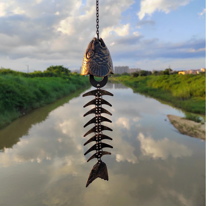 Fish Wind Chimes Outdoor Clearance, cast Iron Windchime with S