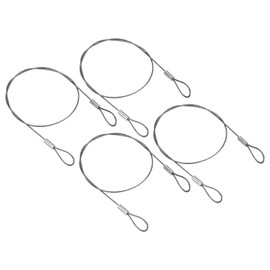 PATIKIL 4pcs 40cm Safety Security Cable Wires Stainless Steel 40cm x 1.2mm Stage Lighting Rope with Double Loops for DJ Lighting Luggage Lock