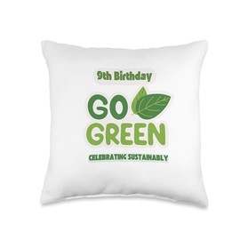 Go Green! Celebrate Sustainability - Kids Adults Birthday 9 Throw Pillow