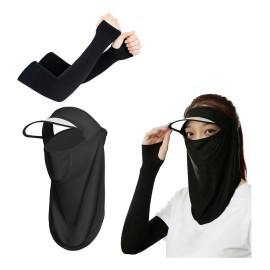3pcs Mangas Elasticidad Protectora Uv Y Máscara Sombrero Sol