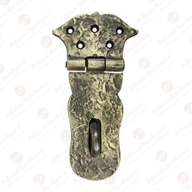 Adonai Hardware "Paran" Heavy Duty Cast Iron Safety Locking Hasp and Staple (6" x 1 Pack, Antique Brass) for Vintage Pirates Treasure Chest, Trunks, Wooden Jewelry Box, Cases, Furniture and Sheds