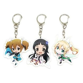 EBTY DREAMS Inc. - Set of 3 Sword Art Online (SAO) Acrylic Keychain Kirito Silica (Keiko Ayano), Leafa (Suguha Kirigaya), Yui