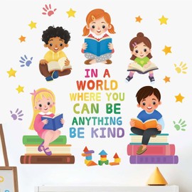 Kids Equality Classroom Wall Stickers - Inspirational Positive Quotes Book Wall Decals - Baby Kids Room Daycare Playroom School Library Reading Wall Decor