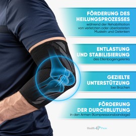 Health Press® Elbow Support - 1 x Elbow Brace Size M - Elbow Support - Relief & Stabilisation of the Elbow Joint - Professional Compression Bandage - Supportive Brace Right / Left