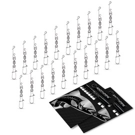 AMZfishing 20x Knotless Connectors with High Performance Swivel | Knotless Connector with Swivel | No Knot Connector | Fishing Accessories | Fishing Accessories | Swivel Assortment | Fishing Swivels |