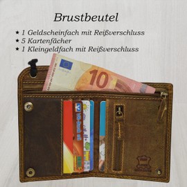 Roberto Genuine Leather Neck Pouch in Dark Brown, dark brown, rfid wallet